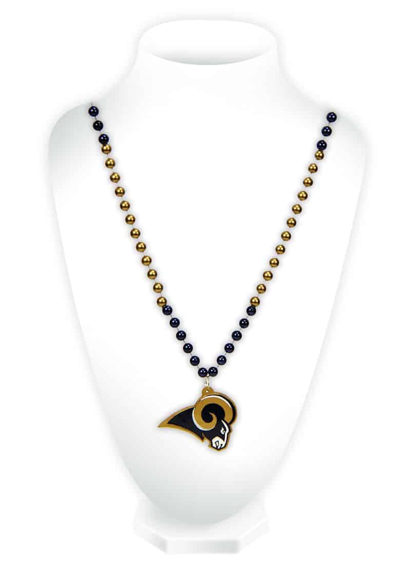 St. Louis Rams Mardi Gras Beads with Medallion