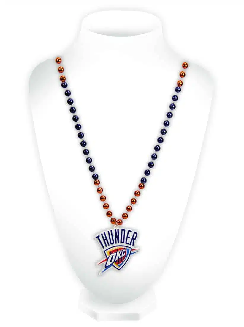 Oklahoma City Thunder Mardi Gras Beads with Medallion