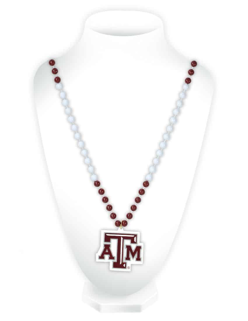 Texas A&M Aggies Mardi Gras Beads with Medallion