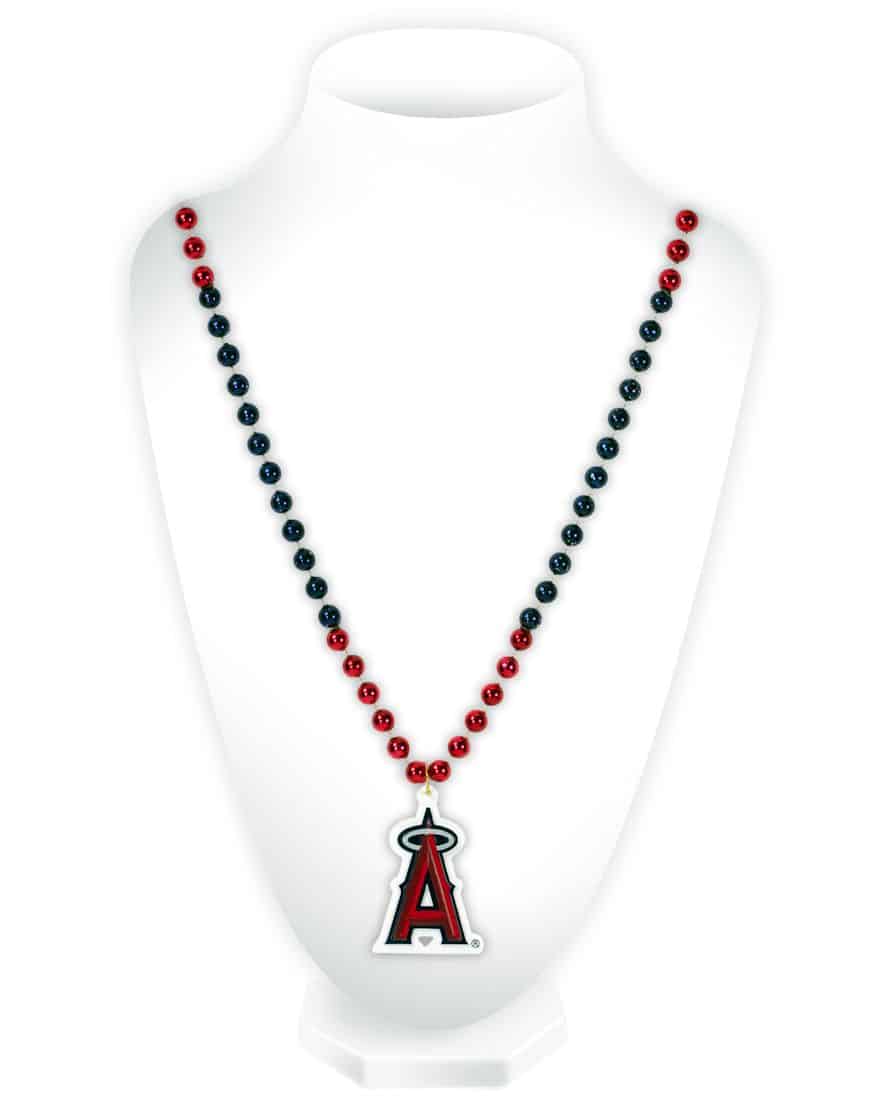 Los Angeles Angels Mardi Gras Beads with Medallion