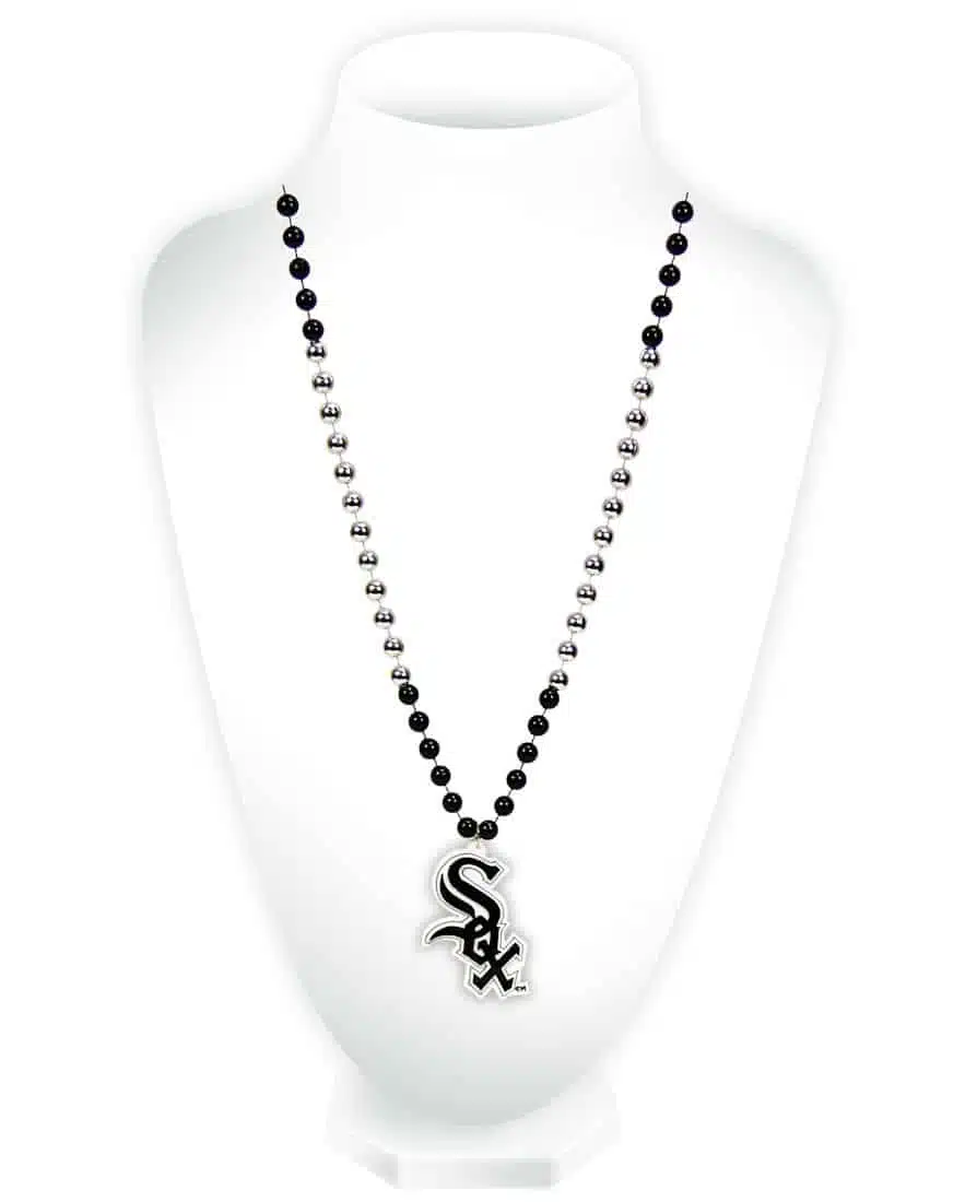 Chicago White Sox Mardi Gras Beads with Medallion