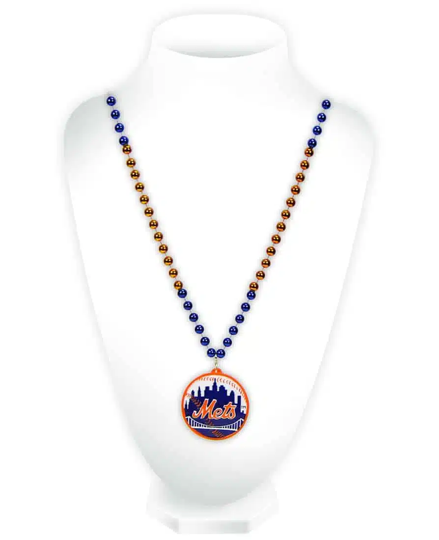 New York Mets Mardi Gras Beads with Medallion