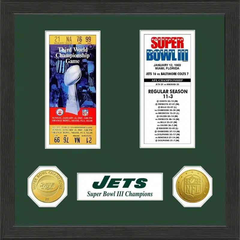 New York Jets Super Bowl Ticket Collection Plaque