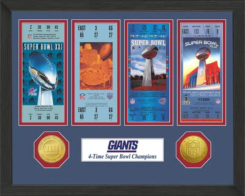 New York Giants Super Bowl Ticket Collection Plaque
