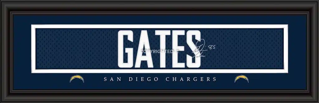 San Diego Chargers Antonio Gates Print - Signature 8"x24"