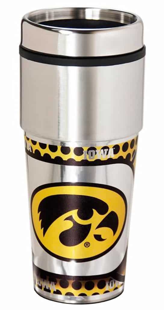 Iowa Hawkeyes 16 ounce Travel Tumbler with Metallic Graphics