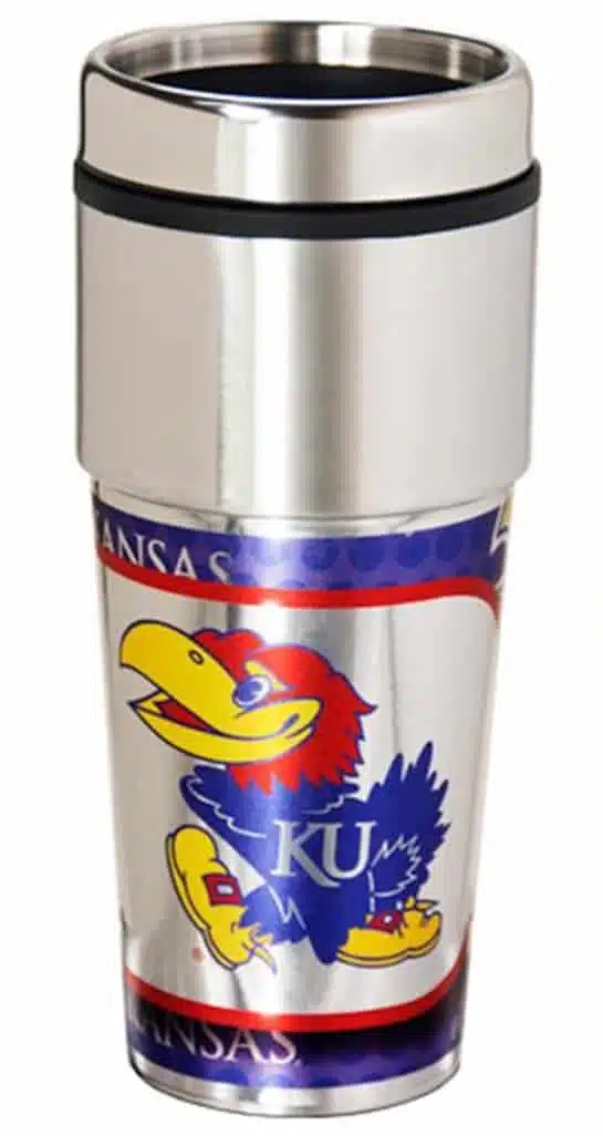 Kansas Jayhawks 16 ounce Travel Tumbler with Metallic Graphics