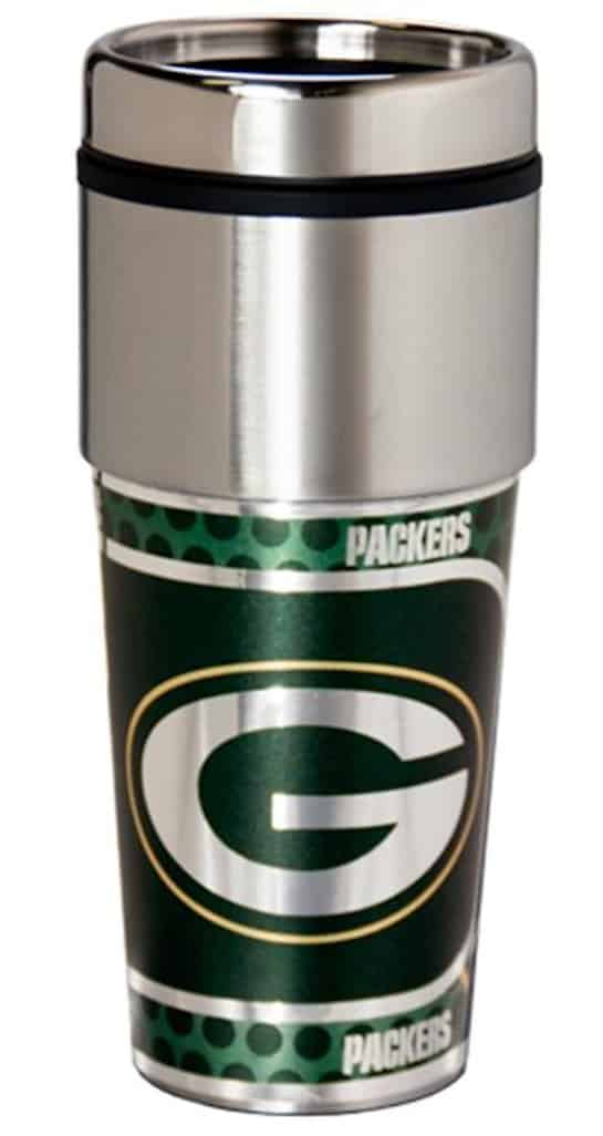 Green Bay Packers 16 ounce Travel Tumbler with Metallic Graphics
