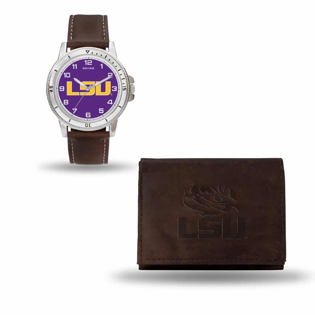 LSU Tigers Brown Watch/Wallet Gift Set