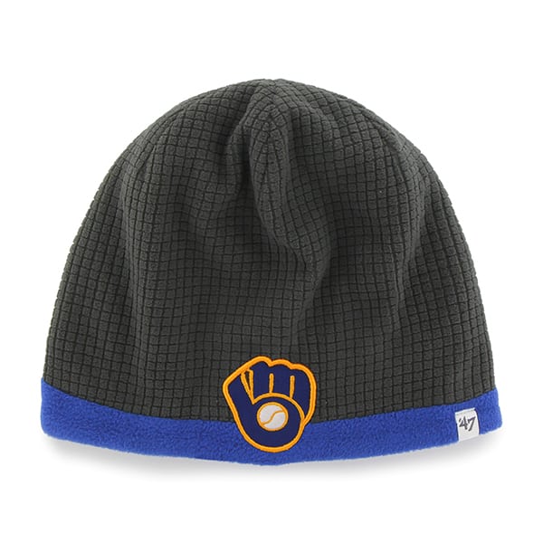 Milwaukee Brewers Grid Fleece Beanie Charcoal 47 Brand YOUTH Hat