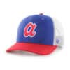 Atlanta Braves 47 Brand Cooperstown Side Note Trucker Blue White Mesh Snapback Hat - Image 3