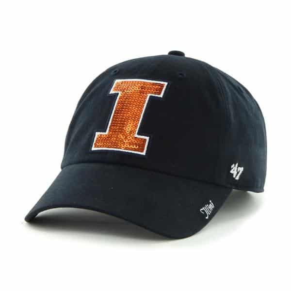 Illinois Fighting Illini Sparkle Team Color Clean Up Navy 47 Brand Womens Hat