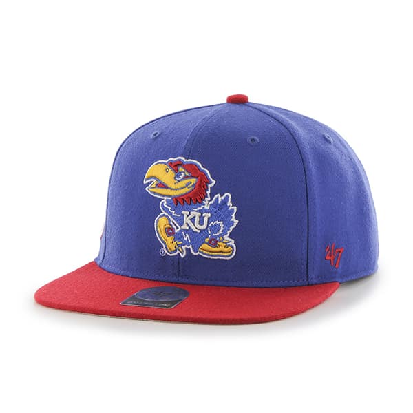 Kansas Jayhawks Sure Shot Two Tone Captain Royal 47 Brand Adjustable Hat