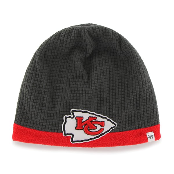Kansas City Chiefs Grid Fleece Beanie Charcoal 47 Brand YOUTH Hat