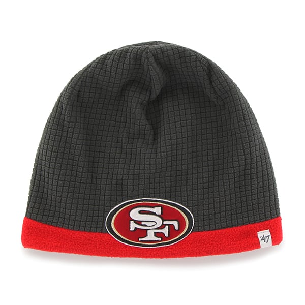 San Francisco 49ers Grid Fleece Beanie Charcoal 47 Brand YOUTH Hat