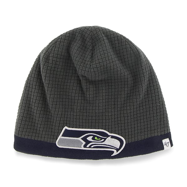 Seattle Seahawks Grid Fleece Beanie Charcoal 47 Brand YOUTH Hat