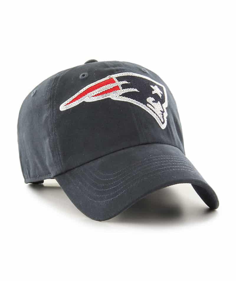 New England Patriots Women's 47 Brand Sparkle Navy Clean Up Adjustable Hat - Image 3