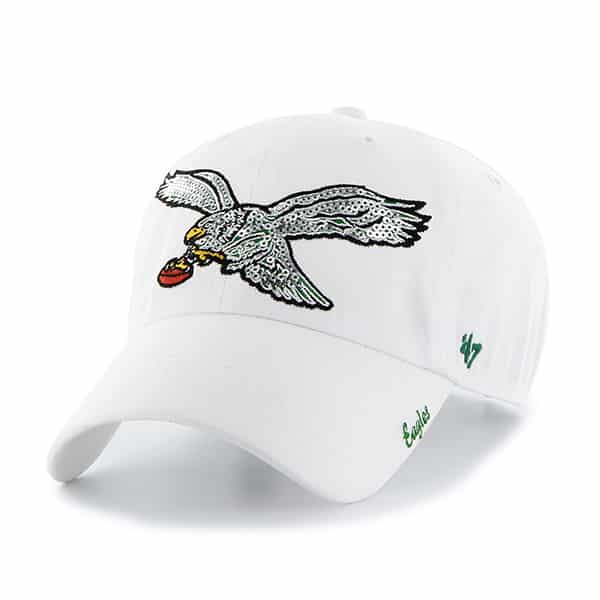 Philadelphia Eagles Sparkle Team Color Clean Up White 47 Brand Womens Hat