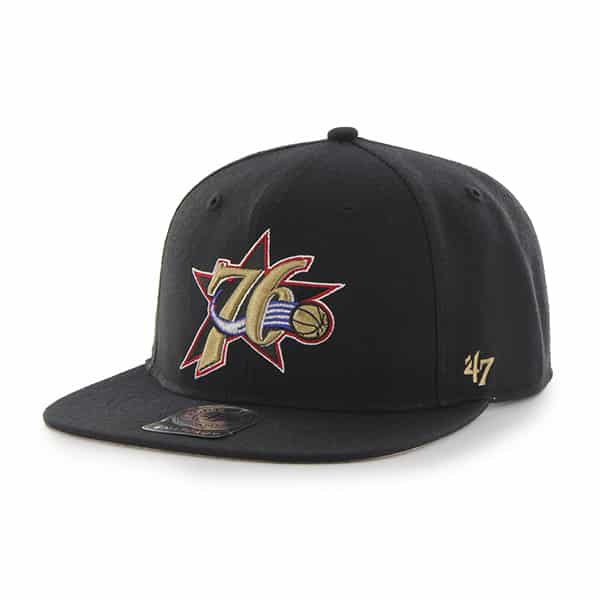 Philadelphia 76Ers Sure Shot Black 47 Brand Adjustable Hat