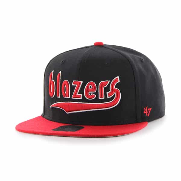 Portland Trailblazers Script Side Two Tone Captain Black 47 Brand Adjustable Hat