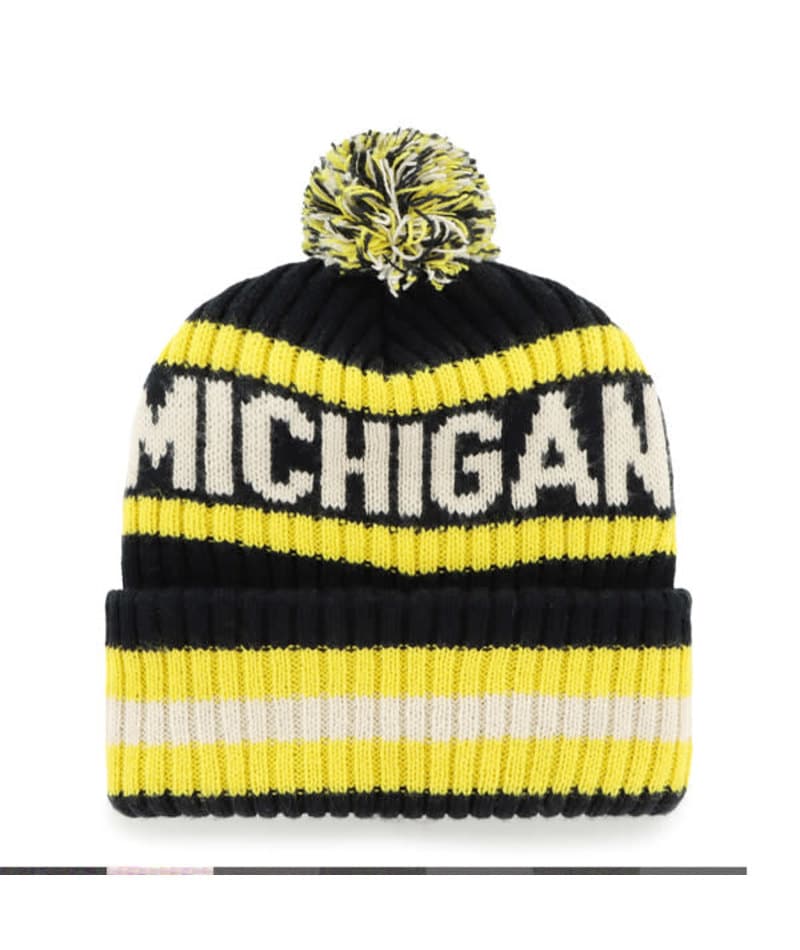 Michigan Wolverines 47 Brand Bering Navy Cuff Knit Hat - Image 2