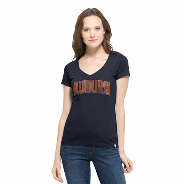 Auburn Tigers Flanker Mvp V-Neck Shirt Womens Fall Navy 47 Brand