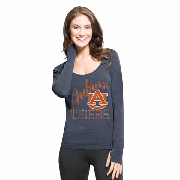 Auburn Tigers Dash Long Sleeve T-Shirt Womens Shift Navy 47 Brand