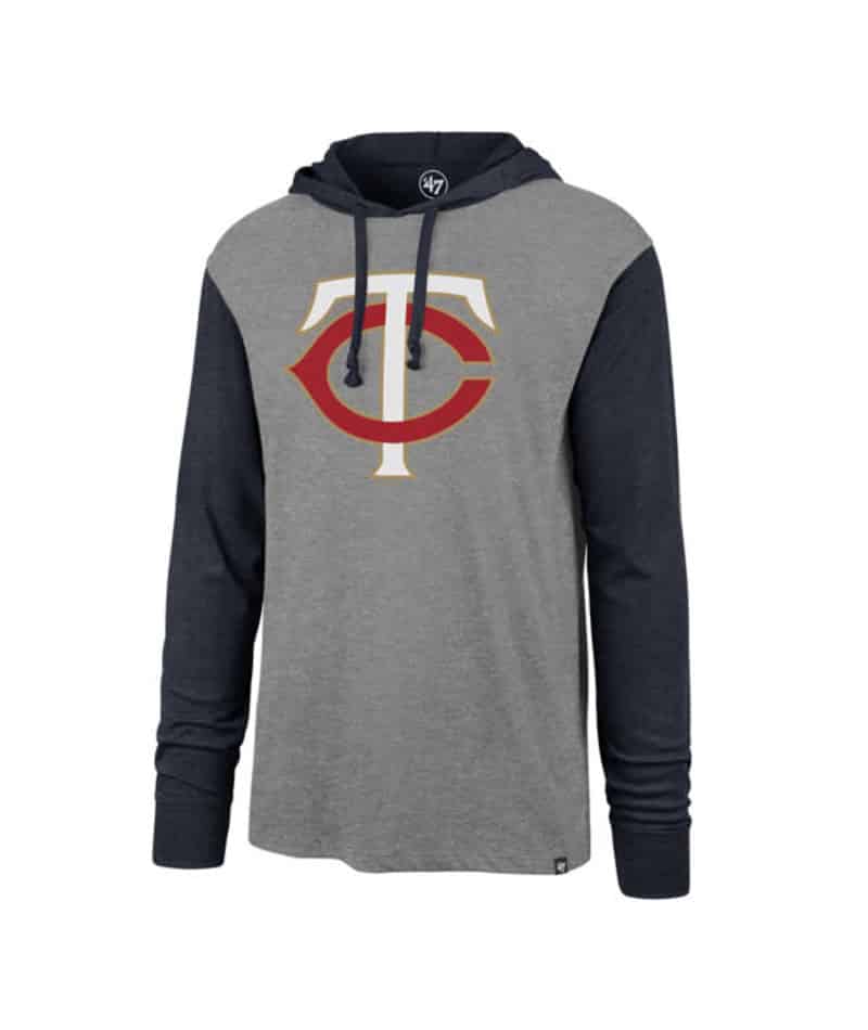 Minnesota Twins Men's 47 Brand Gray Long Sleeve Pullover Hoodie T-Shirt Tee