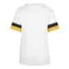 Michigan Wolverines Women's 47 Brand Sandstone White Frankie Striped T-Shirt Tee - Image 2