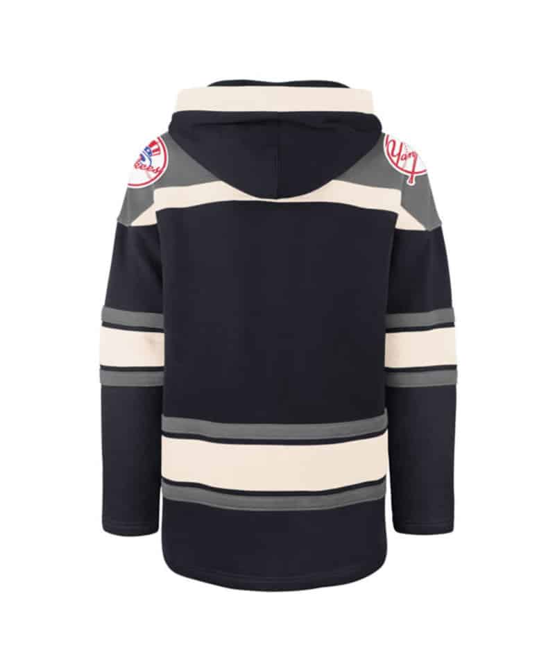 New York Yankees Men's 47 Brand Navy Pullover Jersey Hoodie - Image 2