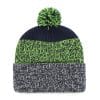 Seattle Seahawks 47 Brand Navy Lime Static Cuff Knit Hat - Image 2