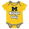 Michigan Wolverines Baby Navy Yellow White 3-Pack Creeper Set - Image 3