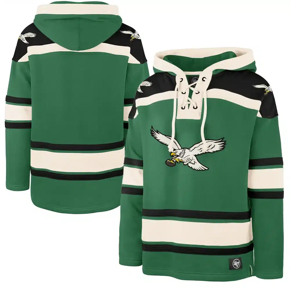 Philadelphia Eagles Men's XXL 47 Brand Classic Green Pullover Jersey Hoodie