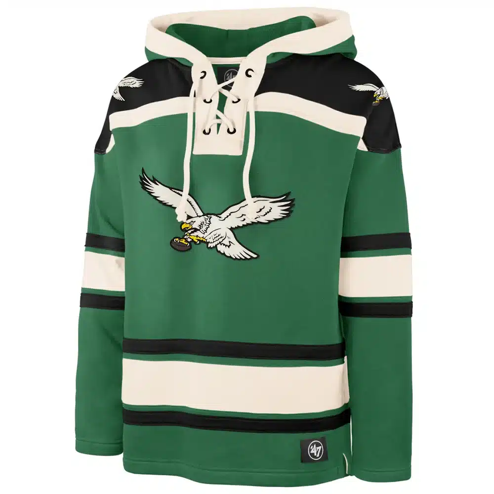 Philadelphia Eagles Men's XXL 47 Brand Classic Green Pullover Jersey Hoodie - Image 3