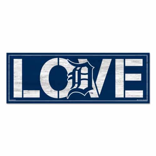 Detroit Tigers Navy Love 8" x 23" Wood Sign