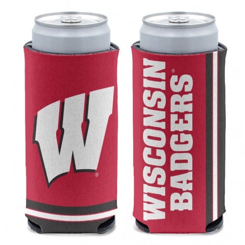 Wisconsin Badgers 12 oz Red Slim Can Koozie Holder
