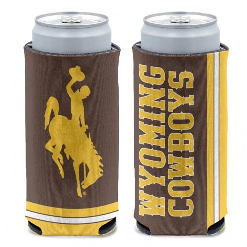 Wyoming Cowboys 12 oz Brown Slim Can Koozie Holder