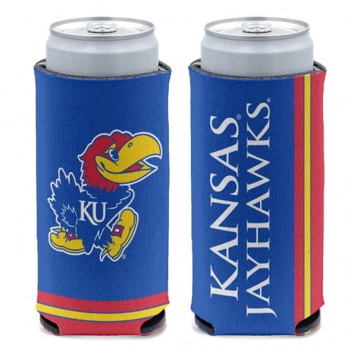 Kansas Jayhawks 12 oz Blue Slim Can Koozie Holder