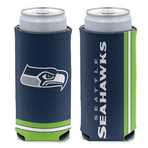 Seattle Seahawks 12 oz Blue Slim Can Koozie Holder