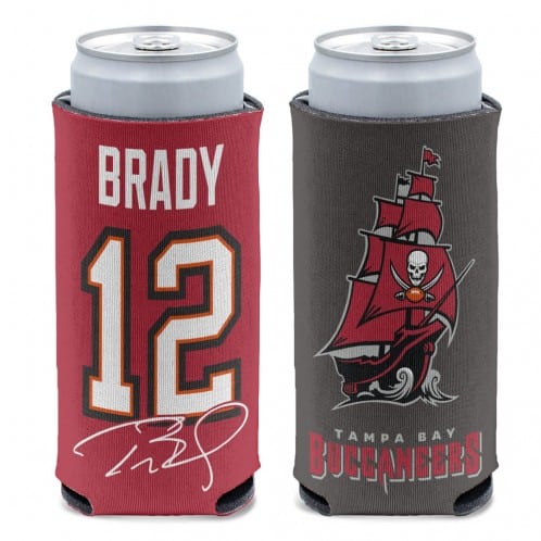Tampa Bay Buccaneers Tom Brady 12 oz Red Slim Can Koozie Holder