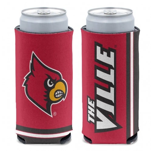 Louisville Cardinals 12 oz Red Slim Can Koozie Holder