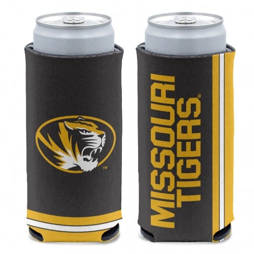 Missouri Tigers 12 oz Black Slim Can Koozie Holder