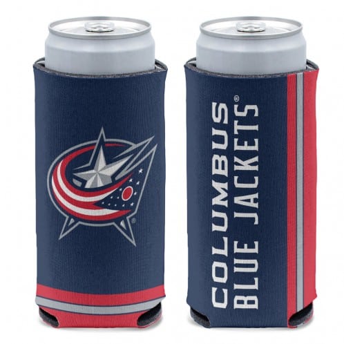Columbus Blue Jackets 12 oz Navy Red Slim Can Koozie Holder