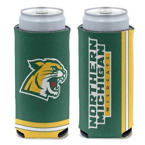 Northern Michigan Wildcats 12 oz Green Slim Can Koozie Holder