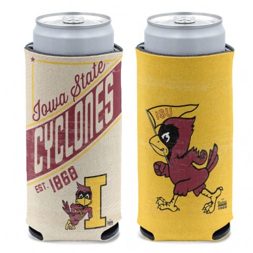 Iowa State Cyclones 12 oz Vintage Yellow Slim Can Koozie Holder