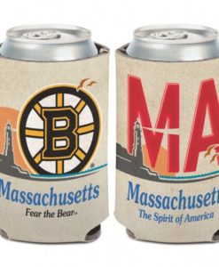 Boston Bruins 12 oz White State Plate Can Koozie Holder