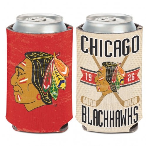 Chicago Blackhawks 12 oz Red Vintage Cross Sticks Can Koozie Holder