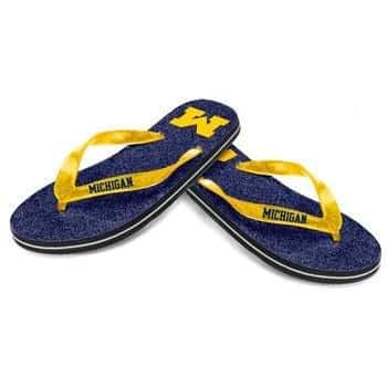 Michigan Wolverines Women's Glitter Flip Flops Size 5-6