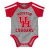 Houston Cougars Baby Gray Red 3 Piece Creeper Set - Image 5