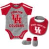 Houston Cougars Baby Gray Red 3 Piece Creeper Set - Image 6